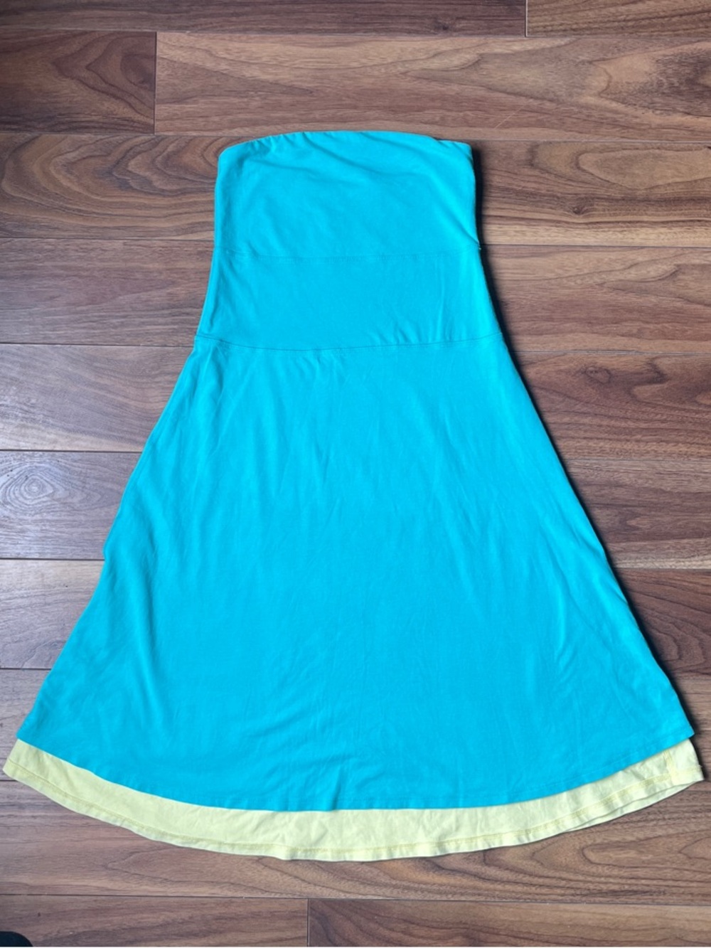 lululemon athletica Strapless Aqua Blue and Pale Yellow Mini Dress Reversible XS